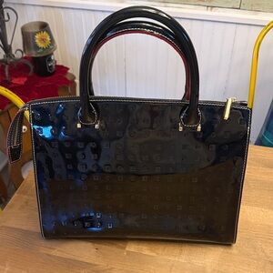 Arcadia Italian leather Elegant Black Patent Leather Handbag